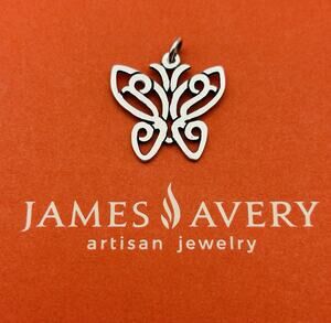 James Avery Retired 925 Sterling Silver Lace Butterfly Charm Pendant 1"